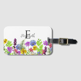 Etiqueta Para Maletas Nombre y monograma personalizados de los Wildflowe