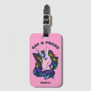 Etiqueta Para Maletas Nombre y texto Gay Unicorn
