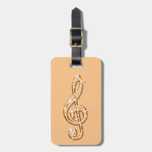Etiqueta Para Maletas Notas musicales brillantes naranjas