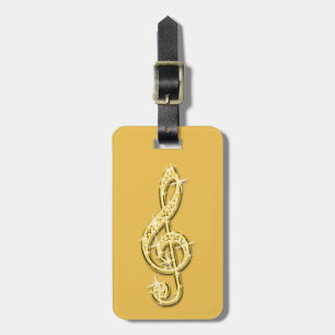 Etiqueta Para Maletas Notas musicales doradas Glitzy Sparkly