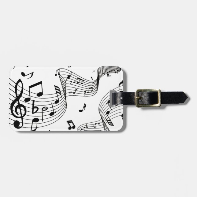 Etiqueta Para Maletas Notas musicales en blanco (Frente Horizontal)