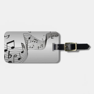 Etiqueta Para Maletas Notas musicales en plata