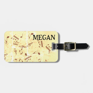 Etiqueta Para Maletas Notas musicales jumbleadas de blanco personalizada