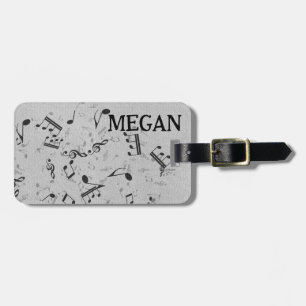 Etiqueta Para Maletas Notas musicales jumbleadas de blanco personalizada