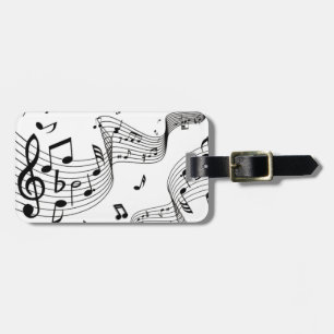 Etiqueta Para Maletas Notas musicales sobre blanco
