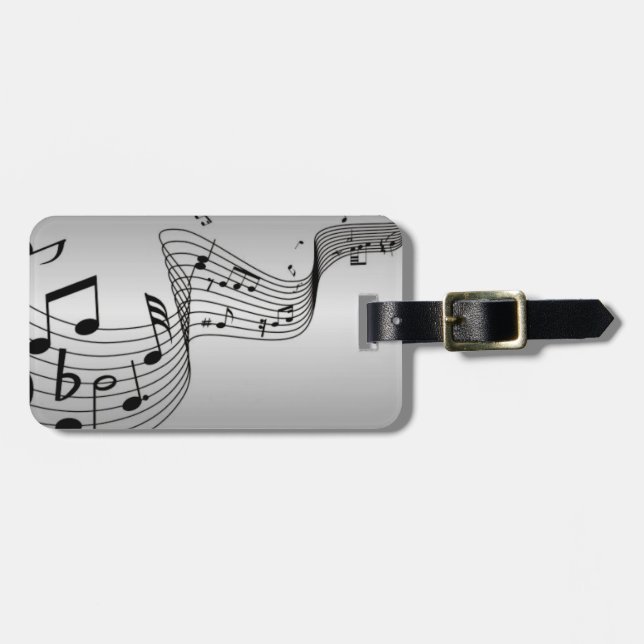 Etiqueta Para Maletas Notas musicales sobre plata (Frente Horizontal)