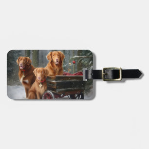 Etiqueta Para Maletas Nova Scotia Duck Toller Retriever Trineo Nevado