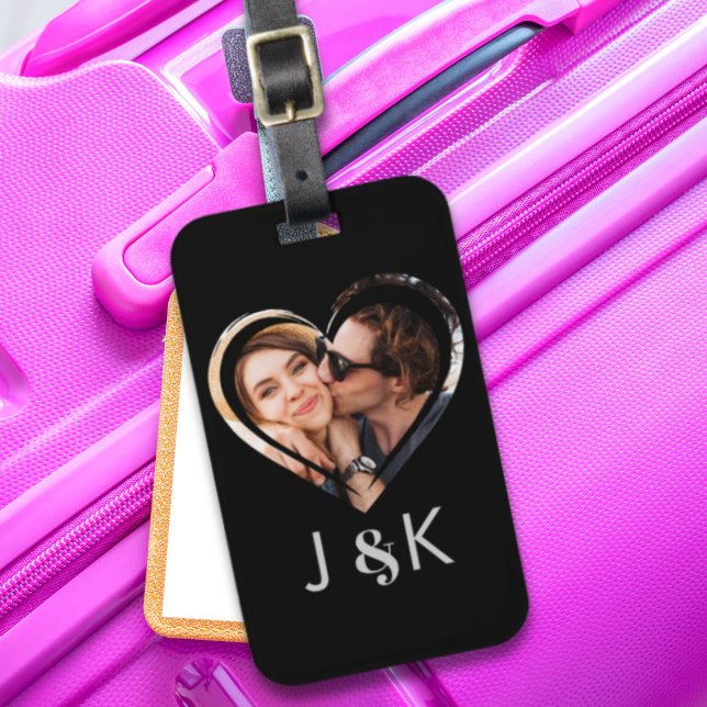 Etiqueta Para Maletas Novia Noyfriend Dating Couple Collage de fotos (Girlfriend Boyfriend Dating Couple Photo Collage Luggage Tag)