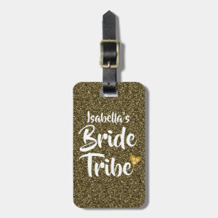 Etiqueta Para Maletas Novia Tribu Oro Fecha Corazón Personalizado Brillo
