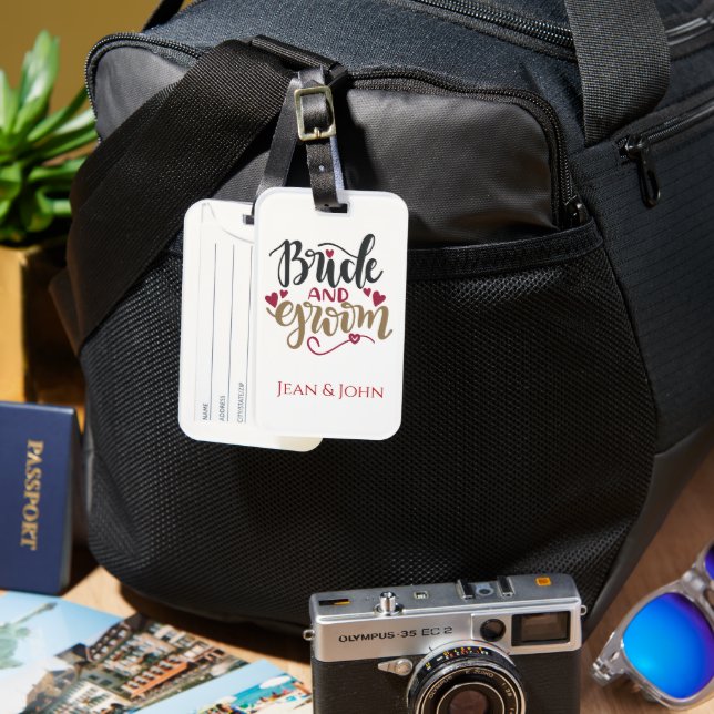 Etiqueta Para Maletas Novia Y Groom Personalizados (Anverso & Reverso)
