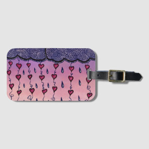 Etiqueta Para Maletas Nubes, corazones y gotas de lluvia
