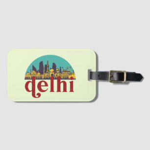 Etiqueta Para Maletas Nueva Delhi India Vintage City Skyline Art
