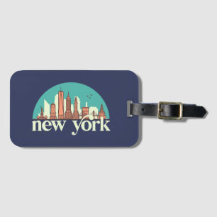 Etiqueta Para Maletas Nueva York Vintage Retro City Skyline Cityscape Ar