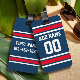 Etiqueta Para Maletas Número de nombre personalizado de Blue Red Footbal
