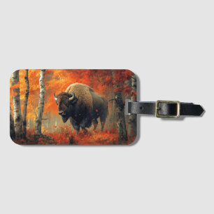 Etiqueta Para Maletas Obra artística de Bison in the Autumn Woods