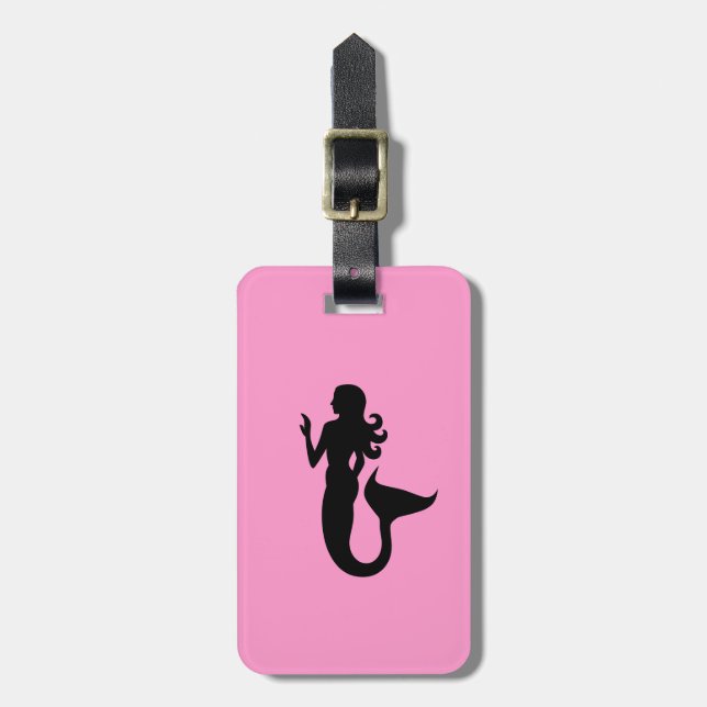 Etiqueta Para Maletas Ocean Glow_Black-on-Pink Mermaid_personalizado (Frente Vertical)