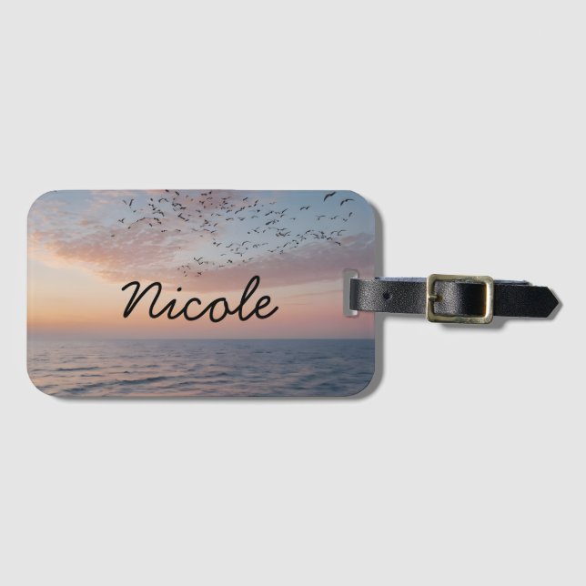Etiqueta Para Maletas Ocean Sunset Summer Beach Waves personalizado Lugg (Anverso horizontal)