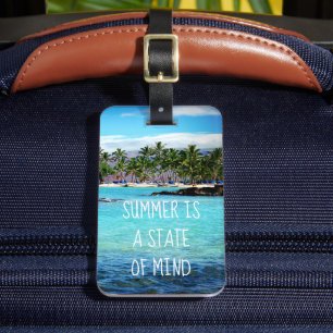 Etiqueta Para Maletas Océano azul hawaiano y palmeras verdes "el verano 