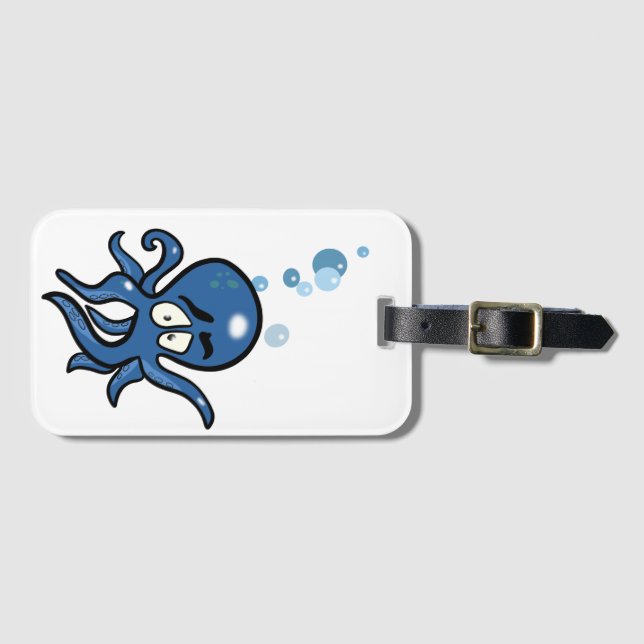 Etiqueta Para Maletas Octopus azul (Anverso horizontal)