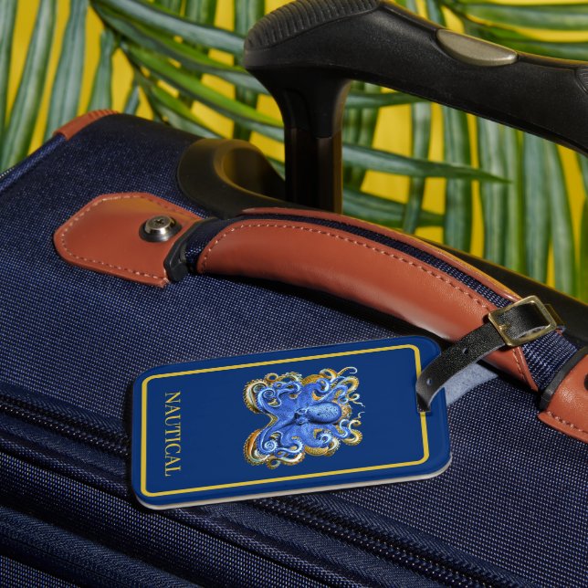 Etiqueta Para Maletas Octopus Elegant Blue Boating Personal (Anverso In situ 3)