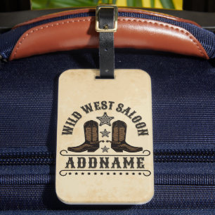 Etiqueta Para Maletas Oeste de Cowboy Boots AÑADIR NOMBRE sheriff Spurs