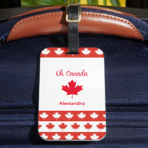 Etiqueta Para Maletas Oh Canadá   Elegante hoja de arce rojo