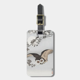 Etiqueta Para Maletas Ohara Koson Scop Lechuza cerezos en flor y luna