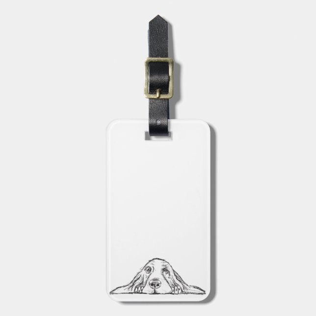 Etiqueta Para Maletas ojos de perrito simple blanco negro (Frente Vertical)