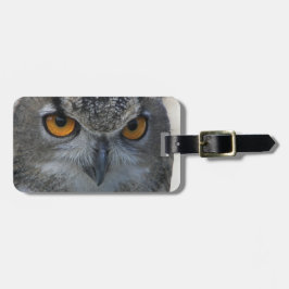 Etiqueta Para Maletas Ojos Naranjas de Lechuza Águila Eurasiática