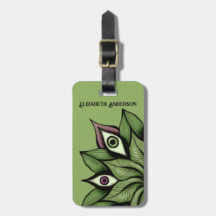 Etiqueta Para Maletas Ojos psicodélicos Mandala - Verde floral trippy