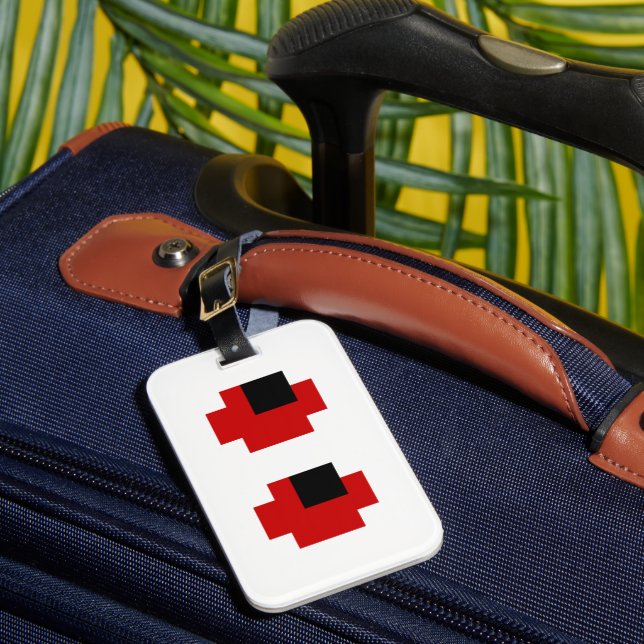 Etiqueta Para Maletas Ojos rojos fantasmagóricos de 8 bits (Anverso In situ 1)