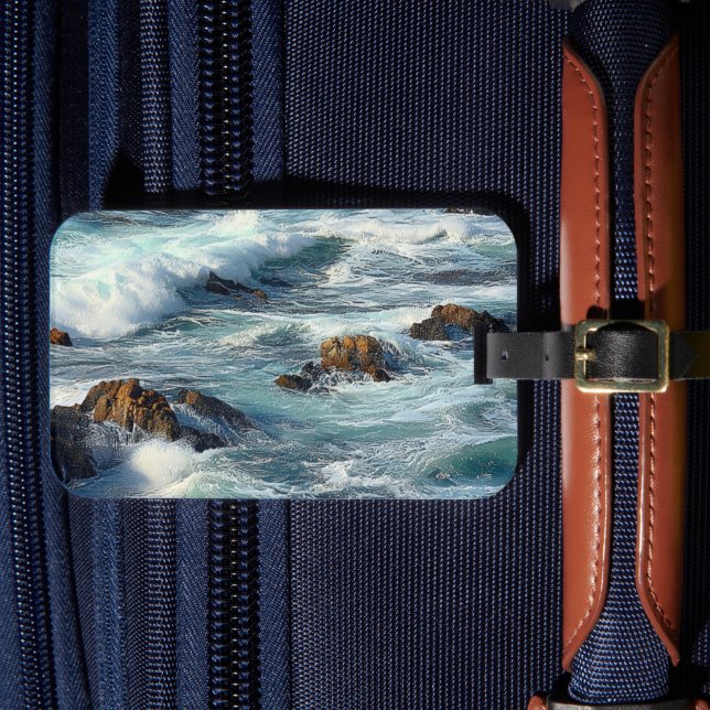 Etiqueta Para Maletas Olas del Océano Pacífico (Anverso In Situ 4)