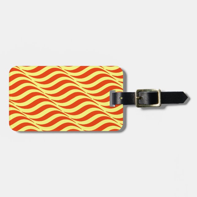 Etiqueta Para Maletas Olas rojas cielo amarillo (Frente Horizontal)