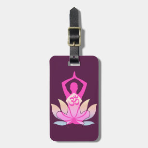 Etiqueta Para Maletas OM Namaste el yoga espiritual Lotus flor en morado