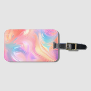 Etiqueta Para Maletas Ondas abstractas de neón rosa azul amarillo de mod
