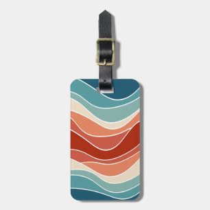 Etiqueta Para Maletas Ondas de estilo retro multicolor