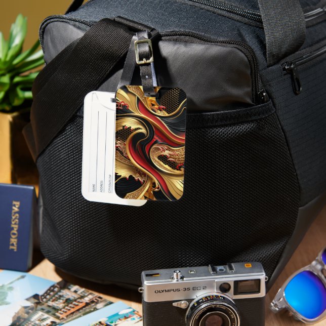 Etiqueta Para Maletas Ondas doradas (Anverso & Reverso)