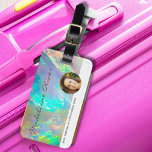 Etiqueta Para Maletas Opal Color Profesional Moderno<br><div class="desc">Una hermosa etiqueta de color opal para el equipaje. La foto,  el nombre y el título se cambian fácilmente por el tuyo. Forma parte de un rango de diseños finos de Chessie.</div>