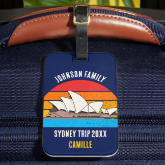 Etiqueta Para Maletas Ópera de Sidney Australia Vacaciones Azul