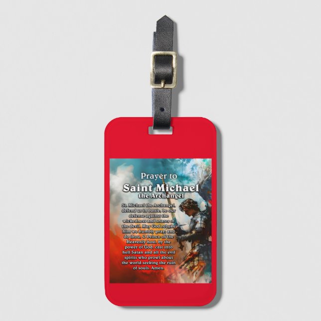 Etiqueta Para Maletas Oración a San Miguel el Arcángel (Anverso vertical)