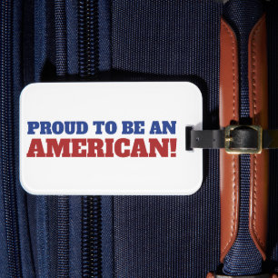 Etiqueta Para Maletas Orgulloso de ser una bandera estadounidense el 4 d