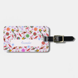 Etiqueta Para Maletas Ornamento de Navidad romántico azul lindo