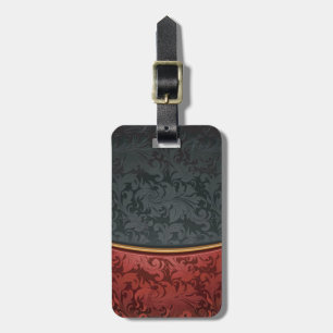 Etiqueta Para Maletas Ornamento del vintage rojo y negro