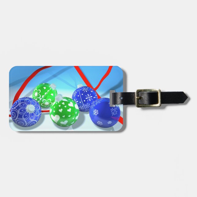 Etiqueta Para Maletas Ornamentos de Navidad (Frente Horizontal)