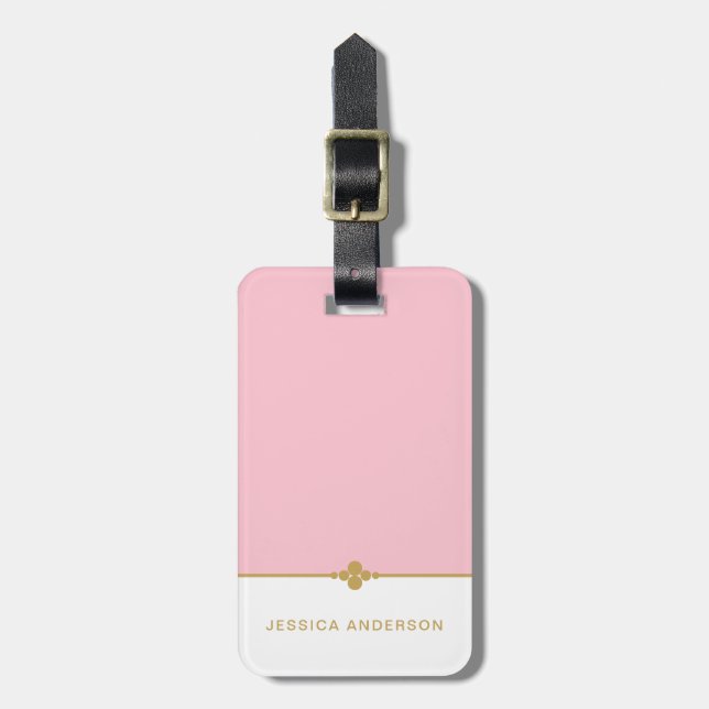 Etiqueta Para Maletas Oro blanco rosado elegante (Frente Vertical)