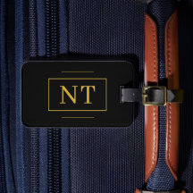 Oro Iniciales Monograma Negro