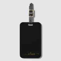 Oro Negro Script Monograma Nombre Moderno Chica