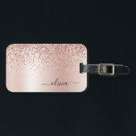 Etiqueta Para Maletas Oro Rosa - Monograma de Nombre con Brillo Rosa Cla<br><div class="desc">Oro Rosa - Etiqueta para Bolso o Equipaje con Monograma de Nombre e Inicial en Rosa Claro con Brillo Metálico y Efecto de Hoja Falsa Cepillada. Esto hace el regalo perfecto para cumpleaños dulces 16, boda, despedida de soltera, aniversario, baby shower o fiesta de soltera para alguien que ama el...</div>
