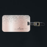 Etiqueta Para Maletas Oro Rosa - Monograma plateado Purpurina rosado Rub<br><div class="desc">Oro Rosa - Purpurina de espuma metálica de Relieve metalizado Rubor rosa y plateado de imitación cepillado nombre Metalizado de monograma y etiqueta inicial de bolsa o equipaje. Esto hace que el dulce perfecto cumpleaños 16, boda, ducha de novia, aniversario, ducha de bebé o fiesta de soltera sea regalo para...</div>