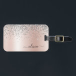 Etiqueta Para Maletas Oro Rosa - Monograma plateado Purpurina rosado Rub<br><div class="desc">Oro Rosa - Purpurina de espuma metálica de Relieve metalizado Rubor rosa y plateado de imitación cepillado nombre Metalizado de monograma y etiqueta inicial de bolsa o equipaje. Esto hace que el dulce perfecto cumpleaños 16, boda, ducha de novia, aniversario, ducha de bebé o fiesta de soltera sea regalo para...</div>